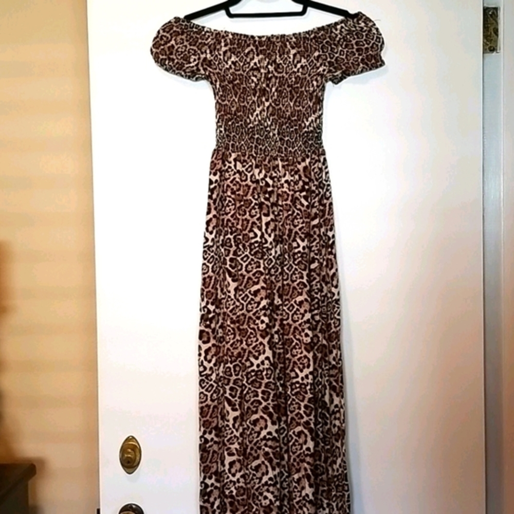Animal Print Off The Shoulder Maxi Dress Women's Size S